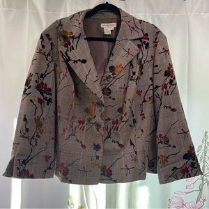 Vintage Newport News Plaid with Velvet Floral Overlay Blazer - 18W 🍁🍂